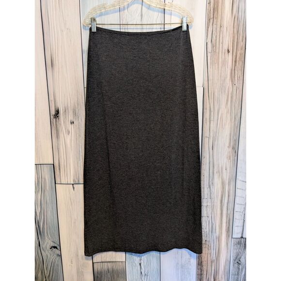 Dakini Charcoal Gray Maxi Length Cotton Knit Skirt Size Medium Minimalist Casual - Picture 1 of 3